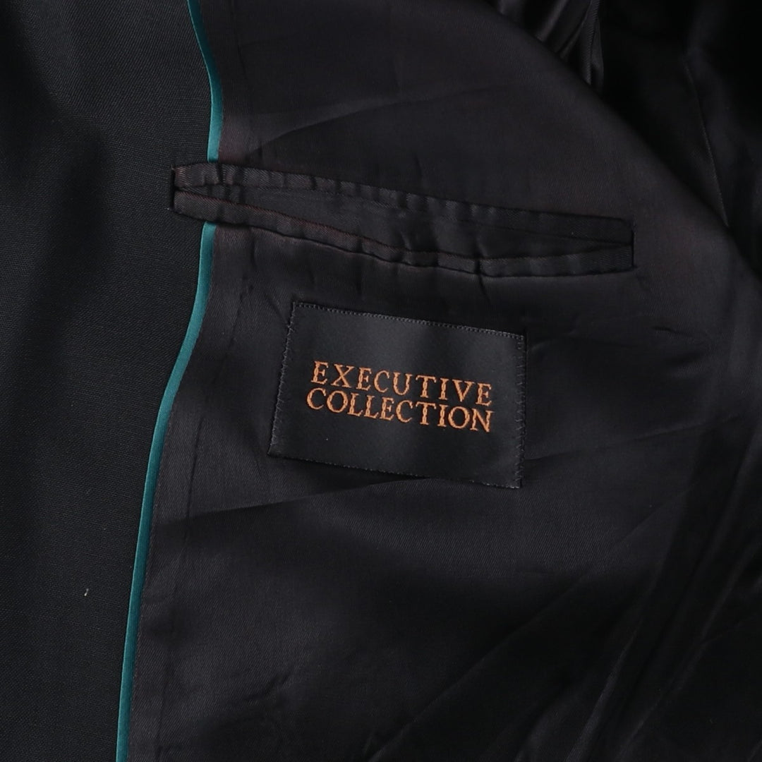EXECUTIVE COLLECTION Double-Breasted Peak Lapel Tailored Jacket, Made in USA, Men's Size M unclear black type Vintage Second Hand