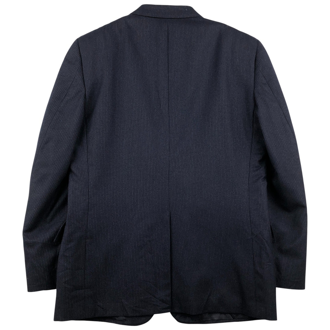 Henry Singer HARDY AMIES Striped Wool Tailored Jacket, Made in Canada, Men's Size Medium wool navy blue type Vintage Second Hand