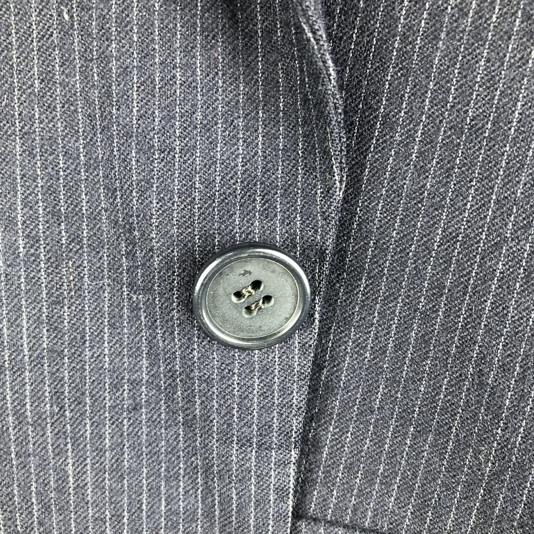 Henry Singer HARDY AMIES Striped Wool Tailored Jacket, Made in Canada, Men's Size Medium wool navy blue type Vintage Second Hand