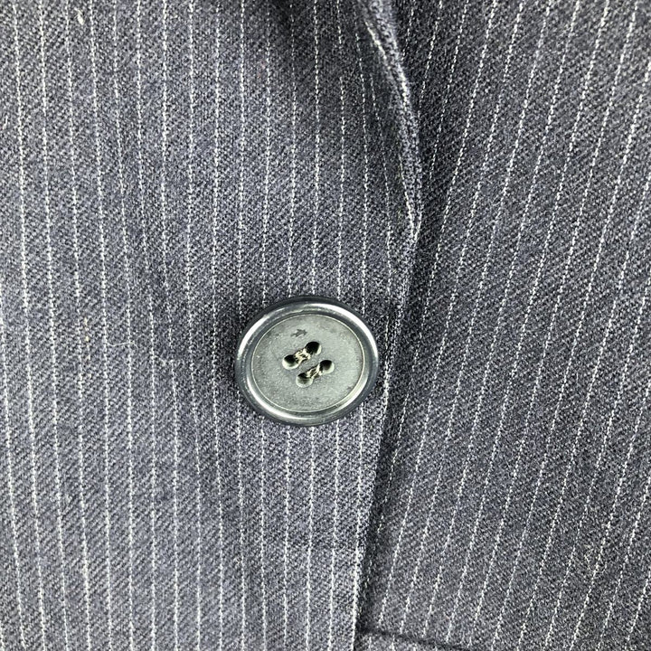 Henry Singer HARDY AMIES Striped Wool Tailored Jacket, Made in Canada, Men's Size Medium wool navy blue type Vintage Second Hand