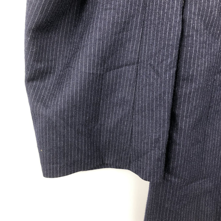 Henry Singer HARDY AMIES Striped Wool Tailored Jacket, Made in Canada, Men's Size Medium wool navy blue type Vintage Second Hand