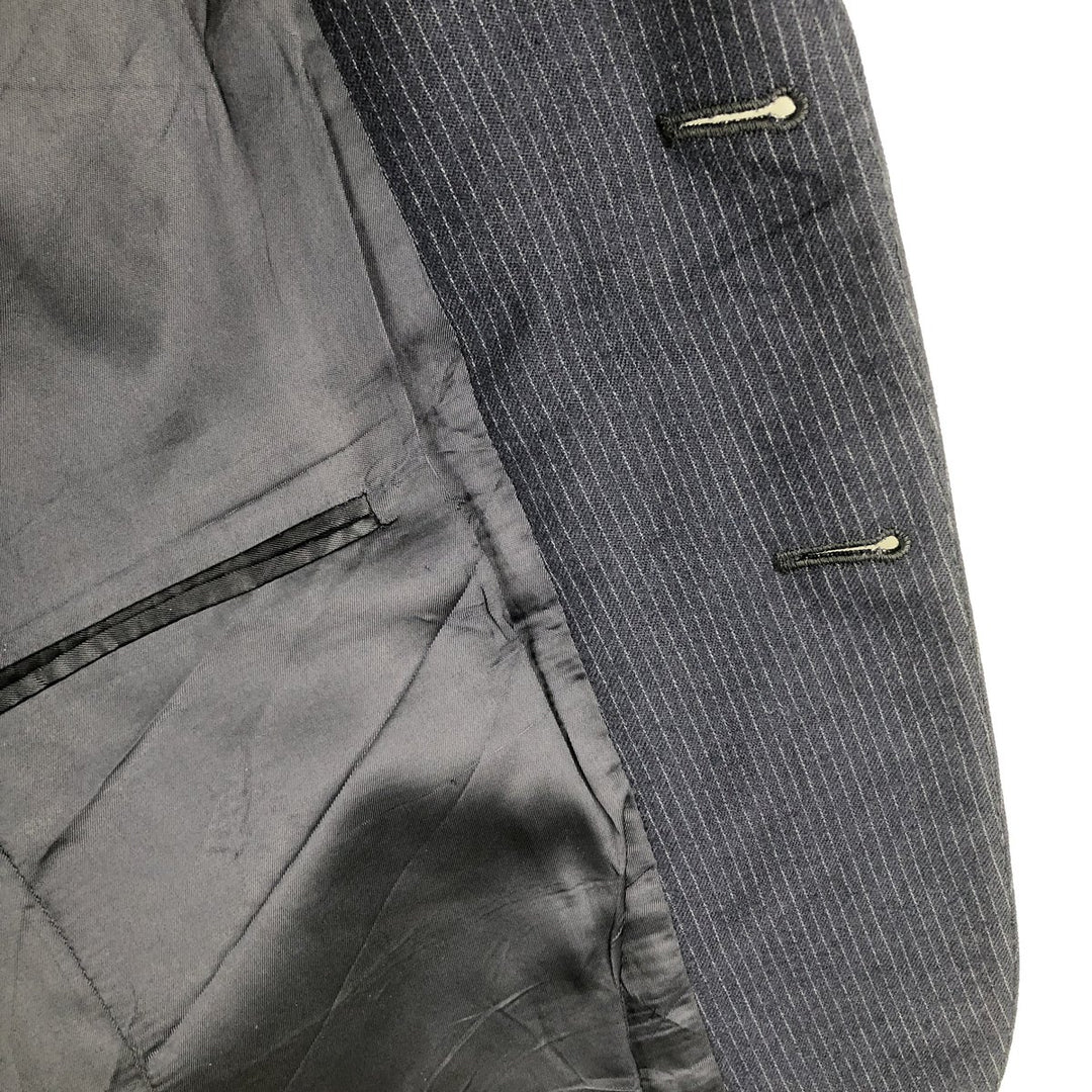 Henry Singer HARDY AMIES Striped Wool Tailored Jacket, Made in Canada, Men's Size Medium wool navy blue type Vintage Second Hand