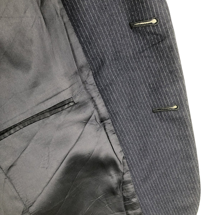 Henry Singer HARDY AMIES Striped Wool Tailored Jacket, Made in Canada, Men's Size Medium wool navy blue type Vintage Second Hand