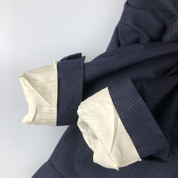 Henry Singer HARDY AMIES Striped Wool Tailored Jacket, Made in Canada, Men's Size Medium wool navy blue type Vintage Second Hand