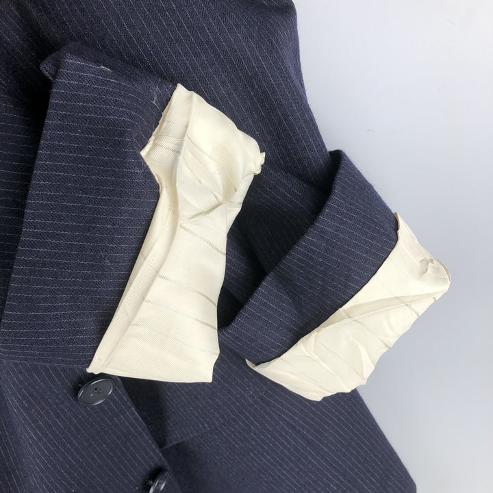 Henry Singer HARDY AMIES Striped Wool Tailored Jacket, Made in Canada, Men's Size Medium wool navy blue type Vintage Second Hand