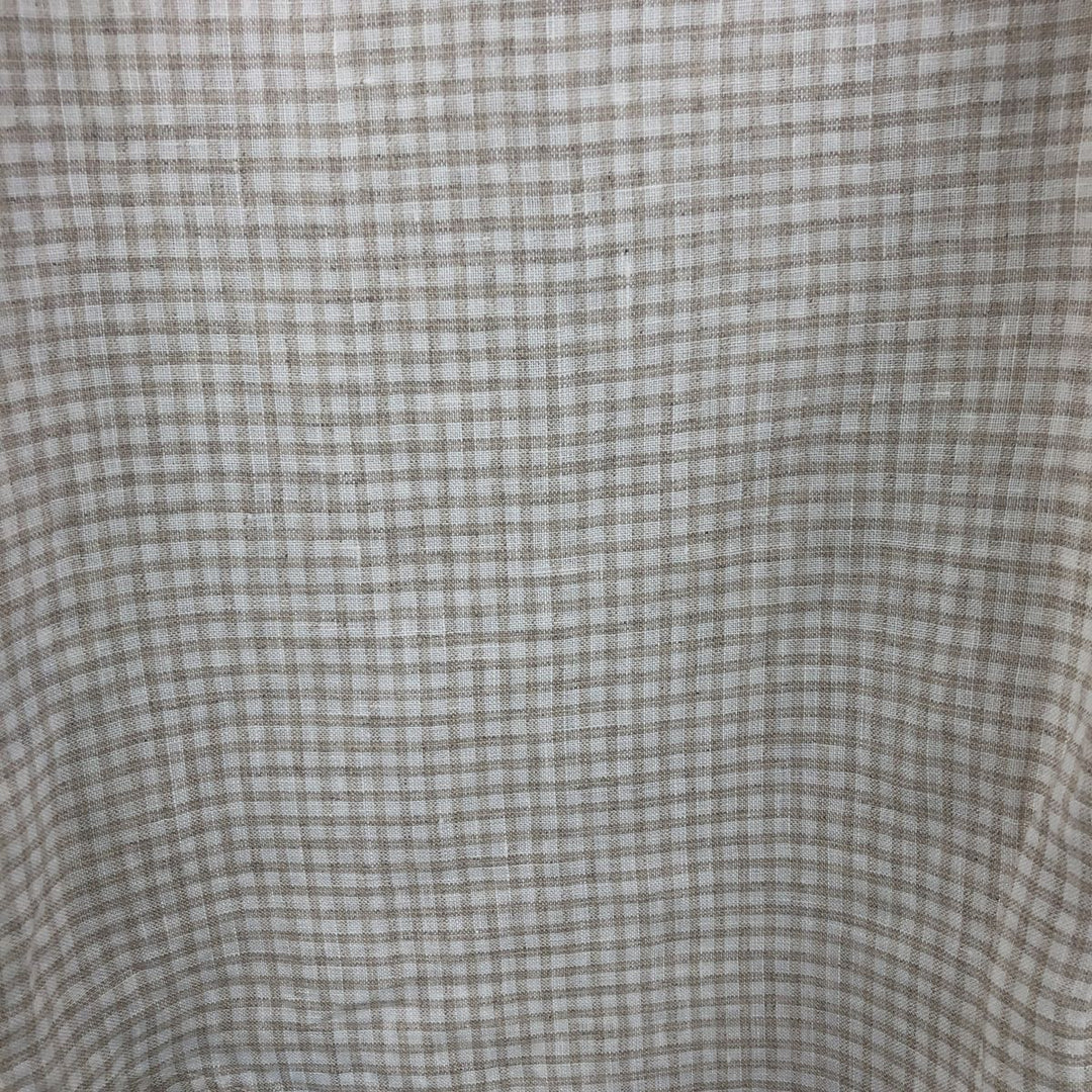 Brooks Brothers Est. 1818 REGENT Gingham Check Long Sleeve Linen Button-Down Shirt, Men's Size L linen Beige type Vintage Second Hand