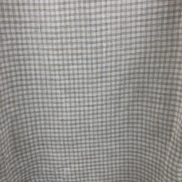 Brooks Brothers Est. 1818 REGENT Gingham Check Long Sleeve Linen Button-Down Shirt, Men's Size L linen Beige type Vintage Second Hand