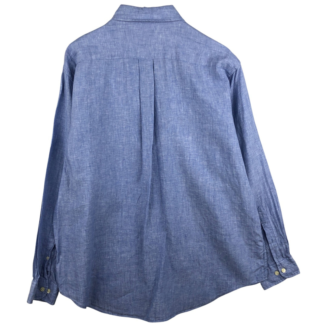 Brooks Brothers Est.1818 Long Sleeve Linen Button Down Shirt, Men's XL linen Blue type light blue Vintage Second Hand