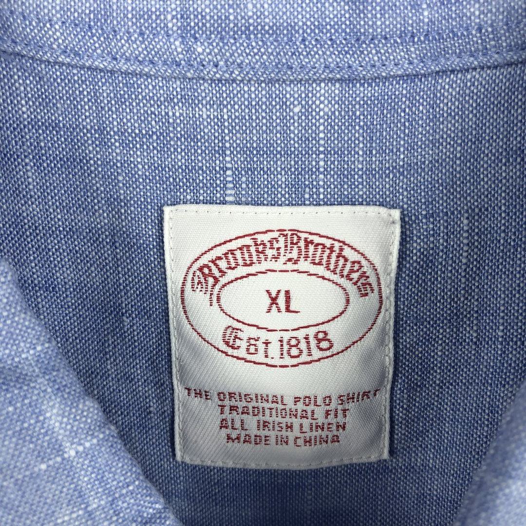 Brooks Brothers Est.1818 Long Sleeve Linen Button Down Shirt, Men's XL linen Blue type light blue Vintage Second Hand