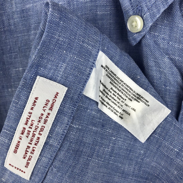 Brooks Brothers Est.1818 Long Sleeve Linen Button Down Shirt, Men's XL linen Blue type light blue Vintage Second Hand