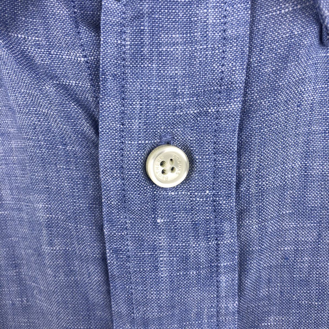 Brooks Brothers Est.1818 Long Sleeve Linen Button Down Shirt, Men's XL linen Blue type light blue Vintage Second Hand