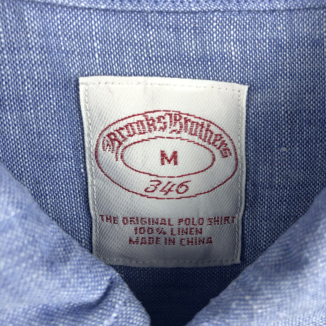 Brooks Brothers 346 long sleeve linen button-down shirt, men's size M linen Blue type light blue Vintage Second Hand