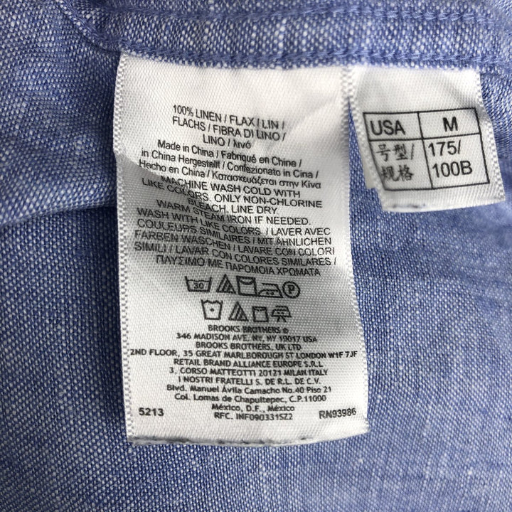 Brooks Brothers 346 long sleeve linen button-down shirt, men's size M linen Blue type light blue Vintage Second Hand