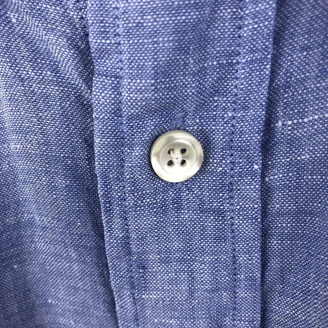 Brooks Brothers 346 long sleeve linen button-down shirt, men's size M linen Blue type light blue Vintage Second Hand