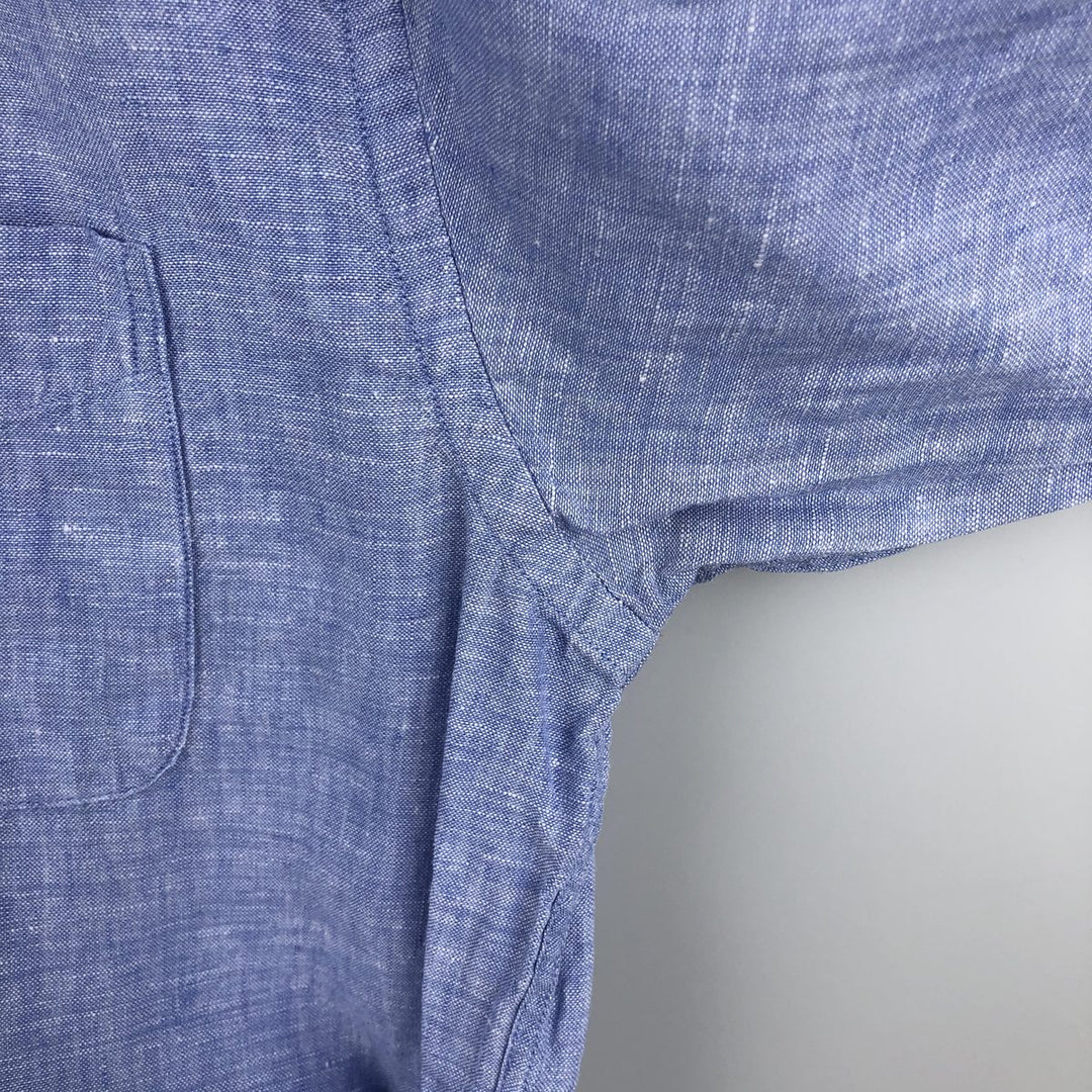 Brooks Brothers 346 long sleeve linen button-down shirt, men's size M linen Blue type light blue Vintage Second Hand