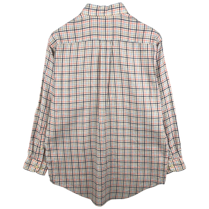 Brooks Brothers Check Pattern Long Sleeve Linen Button-Down Shirt, Men's Size Medium linen Beige type Vintage Second Hand