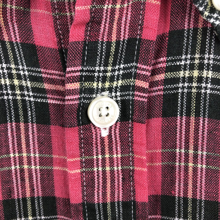 Brooks Brothers Est. 1818 REGENT Check Pattern Long Sleeve Linen Button-Down Shirt, Men's Size Medium linen red type Vintage Second Hand