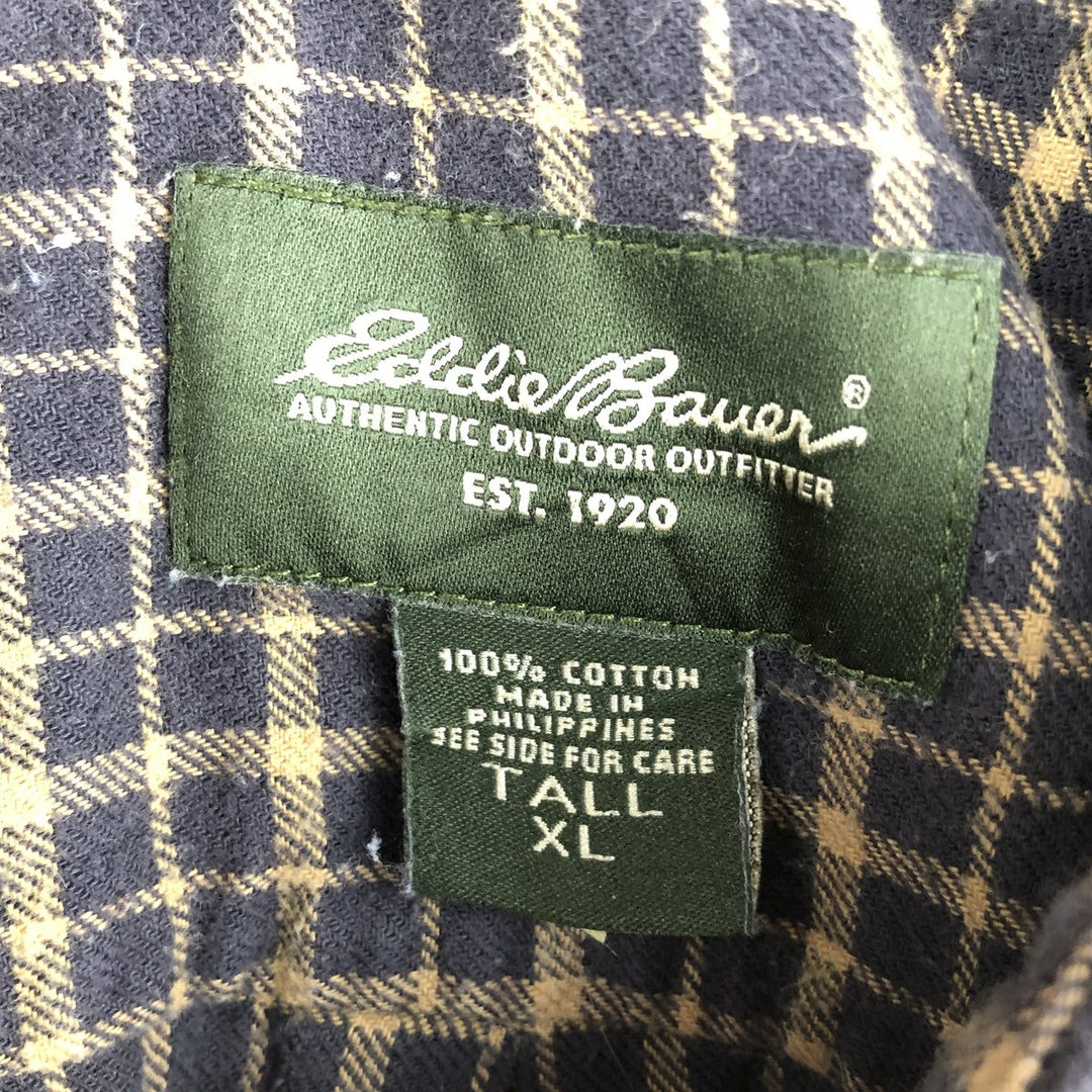 Eddie Bauer Light Flannel Check Shirt, Men's Size XL cotton Beige type Vintage Second Hand