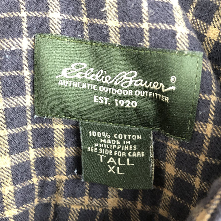 Eddie Bauer Light Flannel Check Shirt, Men's Size XL cotton Beige type Vintage Second Hand