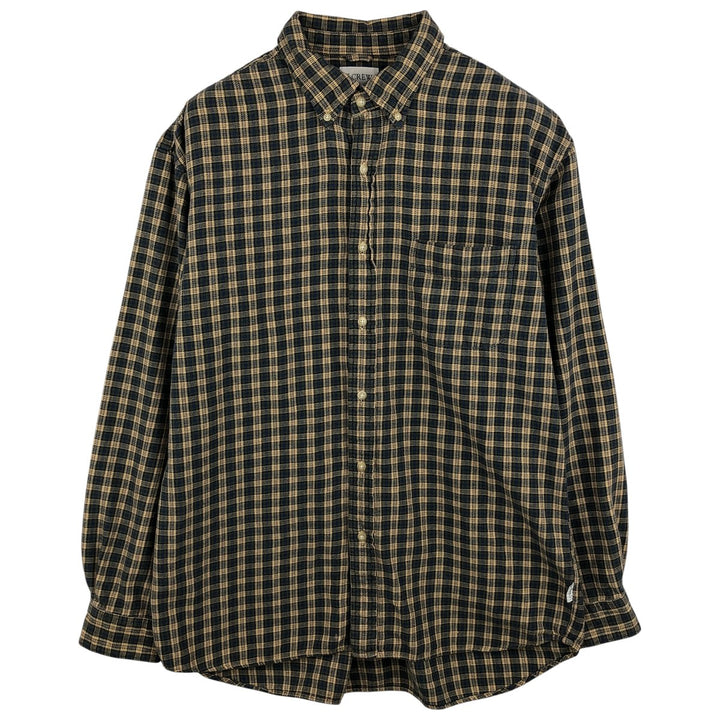 J.Crew Long Sleeve Button-Down Heavy Flannel Check Shirt, Men's Size Medium cotton Beige type Vintage Second Hand