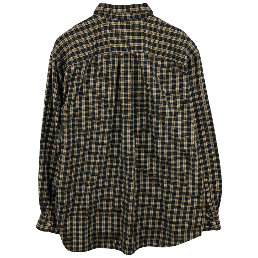J.Crew Long Sleeve Button-Down Heavy Flannel Check Shirt, Men's Size Medium cotton Beige type Vintage Second Hand