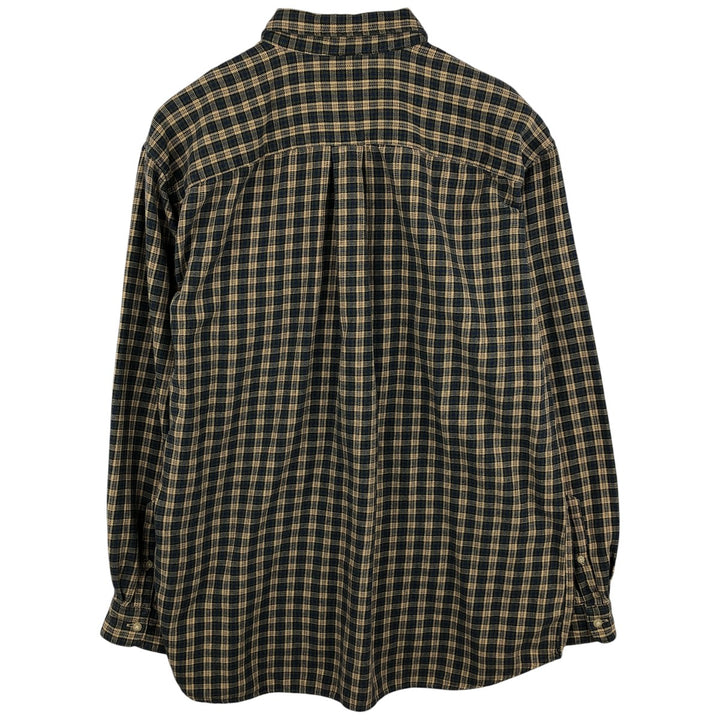 J.Crew Long Sleeve Button-Down Heavy Flannel Check Shirt, Men's Size Medium cotton Beige type Vintage Second Hand
