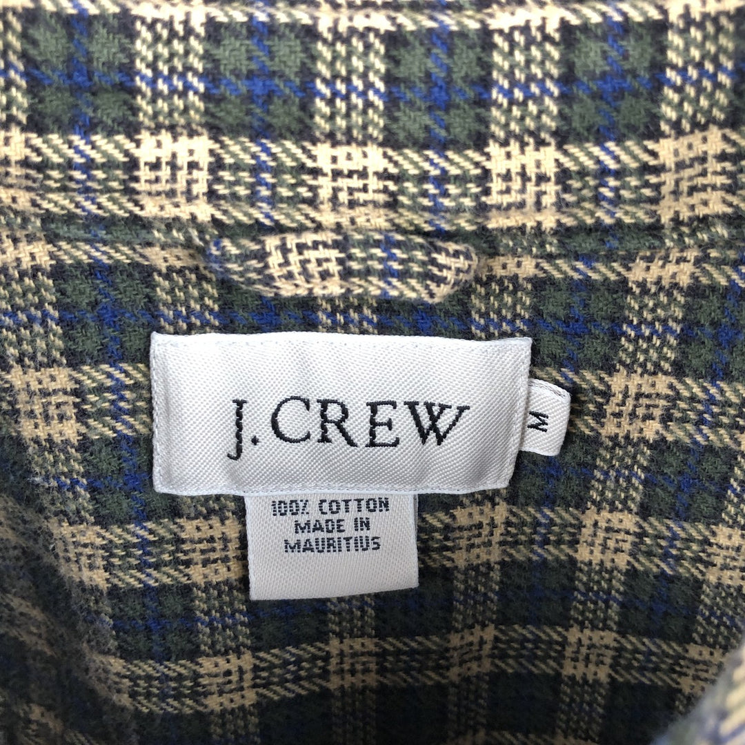 J.Crew Long Sleeve Button-Down Heavy Flannel Check Shirt, Men's Size Medium cotton Beige type Vintage Second Hand