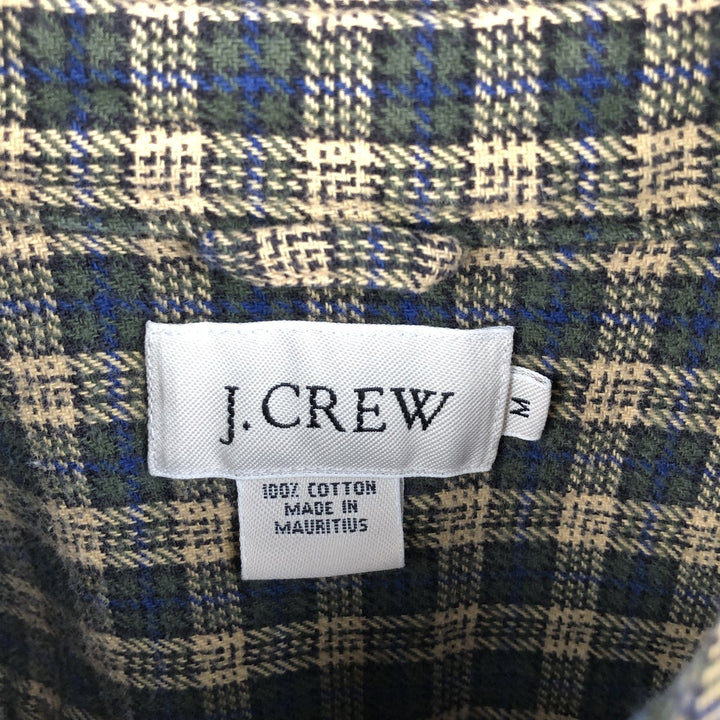 J.Crew Long Sleeve Button-Down Heavy Flannel Check Shirt, Men's Size Medium cotton Beige type Vintage Second Hand