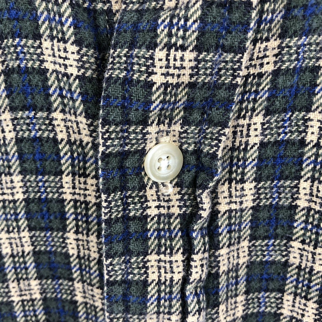 J.Crew Long Sleeve Button-Down Heavy Flannel Check Shirt, Men's Size Medium cotton Beige type Vintage Second Hand