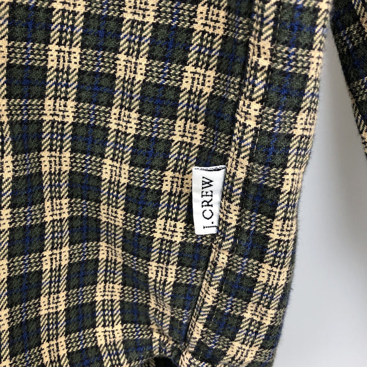 J.Crew Long Sleeve Button-Down Heavy Flannel Check Shirt, Men's Size Medium cotton Beige type Vintage Second Hand