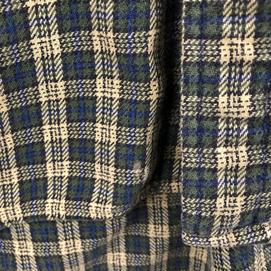 J.Crew Long Sleeve Button-Down Heavy Flannel Check Shirt, Men's Size Medium cotton Beige type Vintage Second Hand