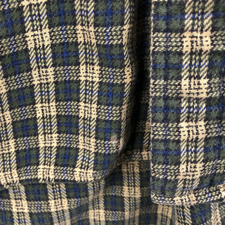 J.Crew Long Sleeve Button-Down Heavy Flannel Check Shirt, Men's Size Medium cotton Beige type Vintage Second Hand