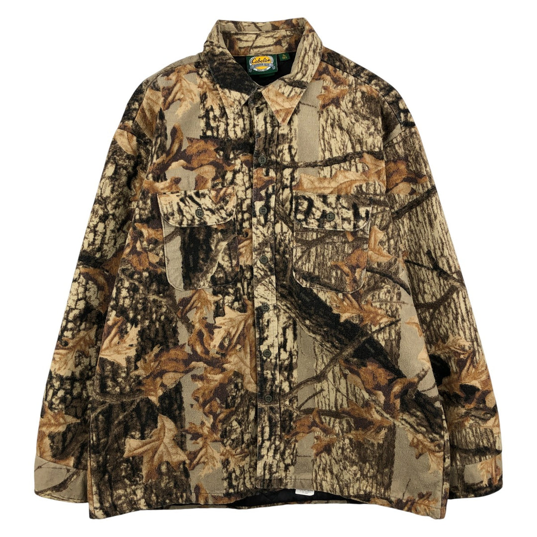 90s-00'S Cabela's Realtree Camo Long Sleeve Heavy Flannel Shirt, Made in USA, Men's Size XL cotton Beige type Vintage Second Hand