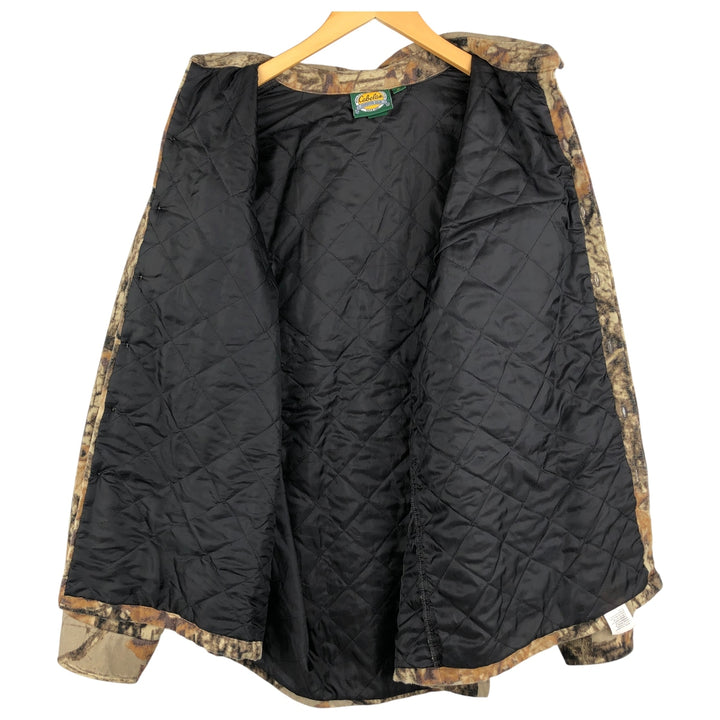 90s-00'S Cabela's Realtree Camo Long Sleeve Heavy Flannel Shirt, Made in USA, Men's Size XL cotton Beige type Vintage Second Hand