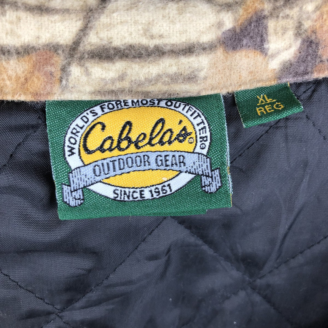 90s-00'S Cabela's Realtree Camo Long Sleeve Heavy Flannel Shirt, Made in USA, Men's Size XL cotton Beige type Vintage Second Hand