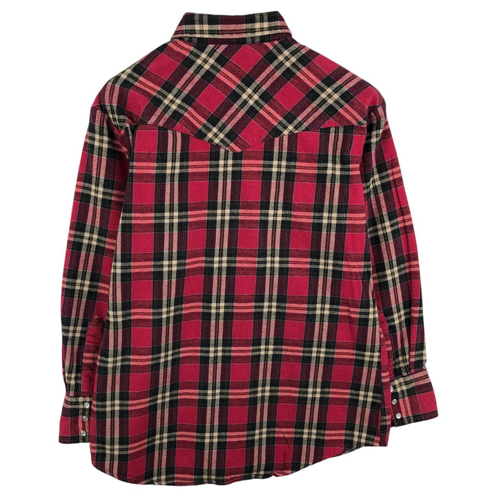 ELY CATTLENAN Long Sleeve Western Heavy Flannel Check Shirt, Men's Size M unclear red type Vintage Second Hand