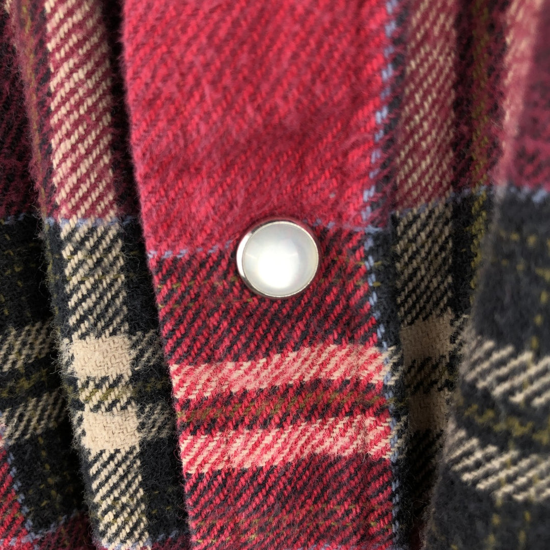 ELY CATTLENAN Long Sleeve Western Heavy Flannel Check Shirt, Men's Size M unclear red type Vintage Second Hand