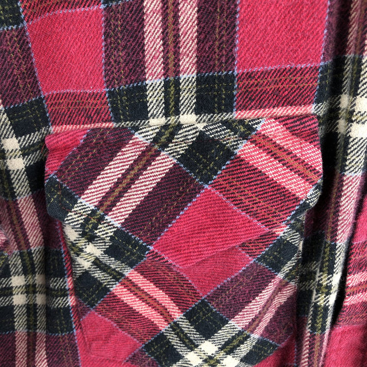 ELY CATTLENAN Long Sleeve Western Heavy Flannel Check Shirt, Men's Size M unclear red type Vintage Second Hand