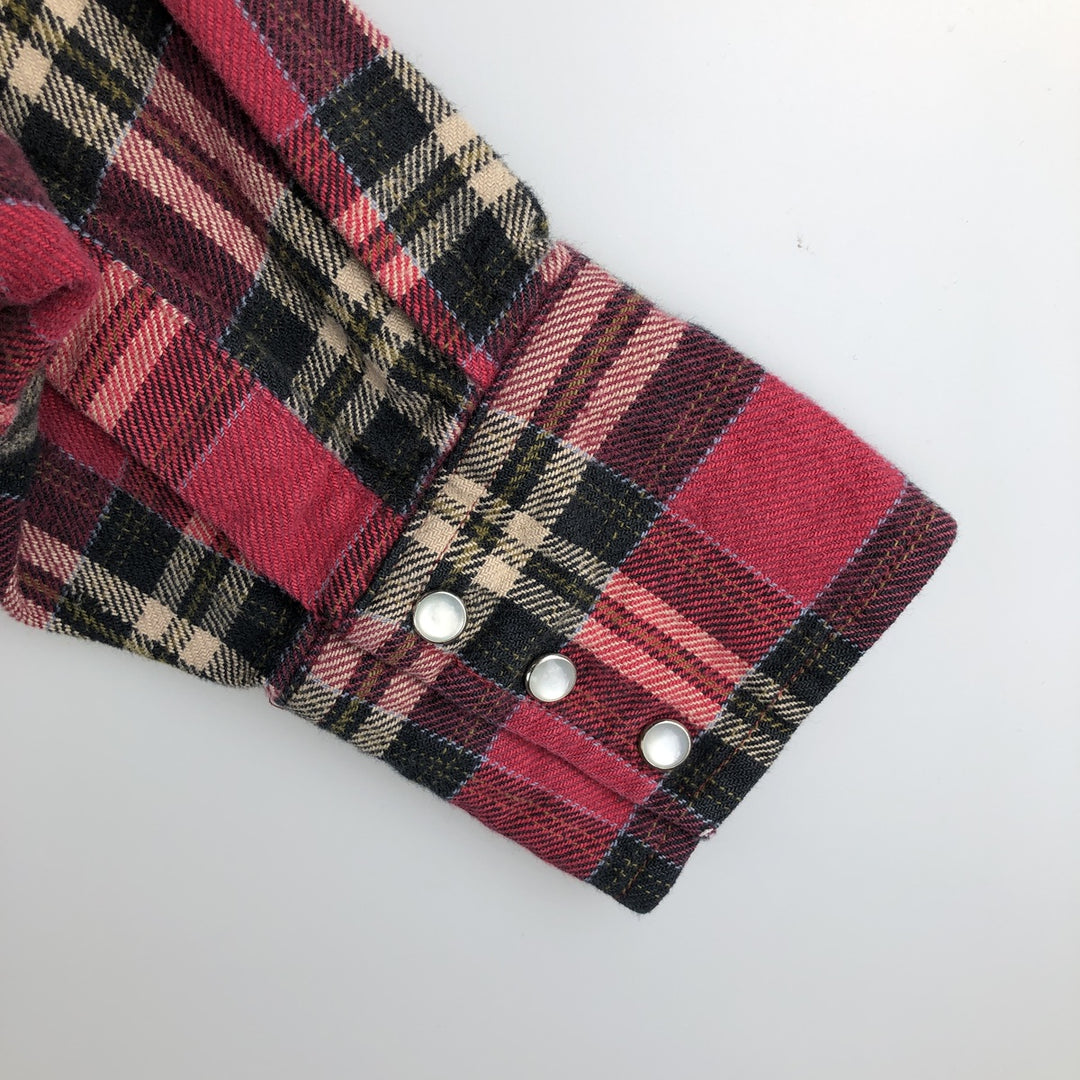 ELY CATTLENAN Long Sleeve Western Heavy Flannel Check Shirt, Men's Size M unclear red type Vintage Second Hand