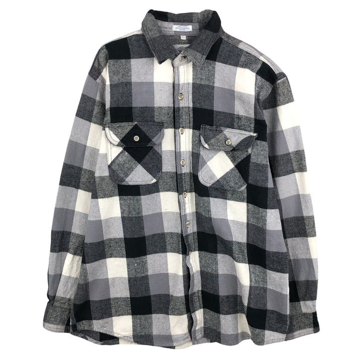 EAGLE CREST Long Sleeve Heavy Flannel Check Shirt, Men's Size L cotton black type Vintage Second Hand
