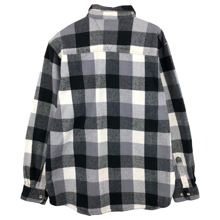 EAGLE CREST Long Sleeve Heavy Flannel Check Shirt, Men's Size L cotton black type Vintage Second Hand
