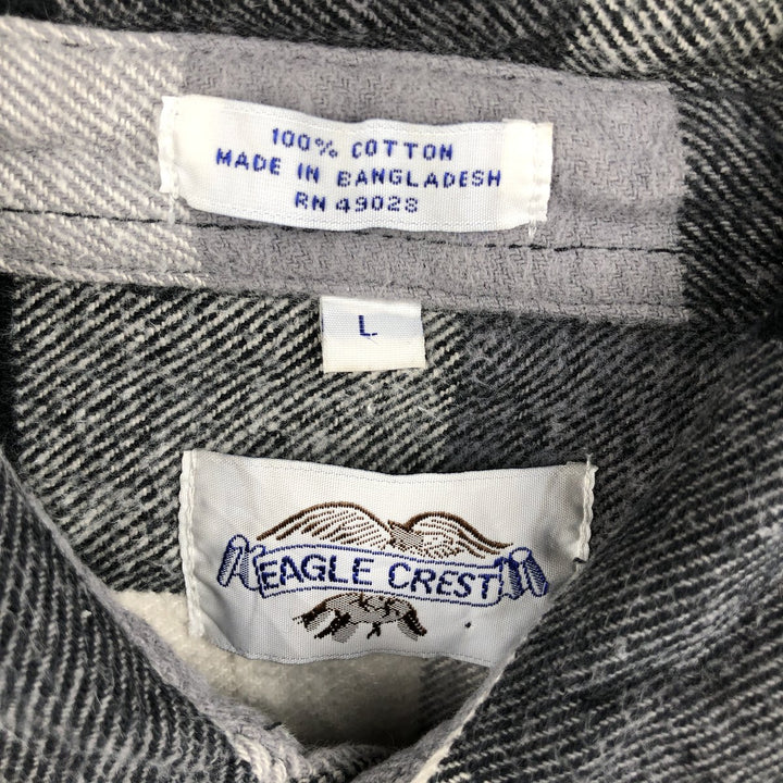 EAGLE CREST Long Sleeve Heavy Flannel Check Shirt, Men's Size L cotton black type Vintage Second Hand