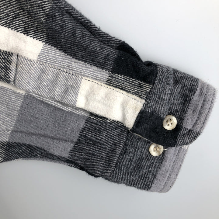 EAGLE CREST Long Sleeve Heavy Flannel Check Shirt, Men's Size L cotton black type Vintage Second Hand