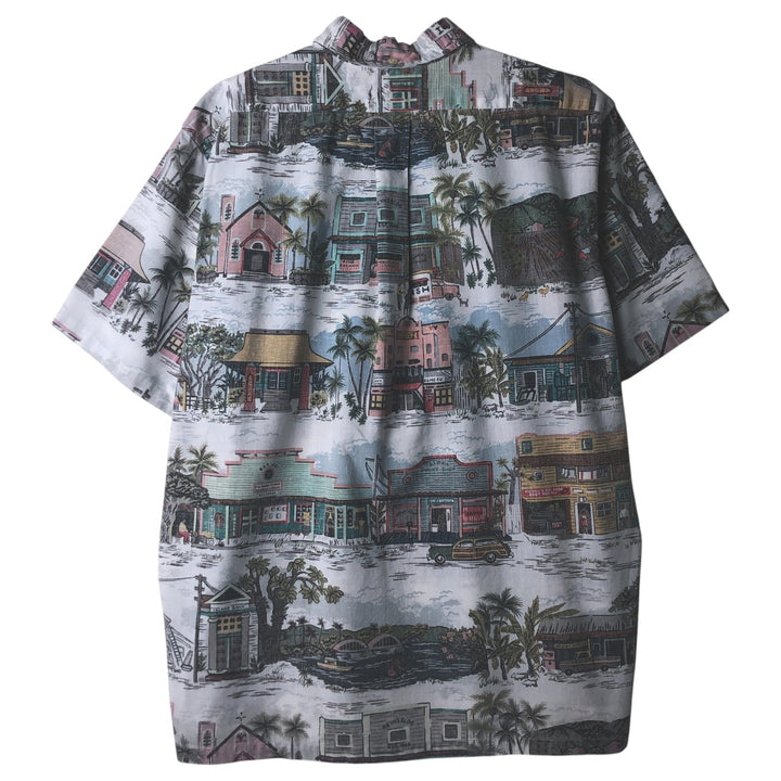 Reyn Spooner COMMEMORATIVE CLASSICS All-Over Print Half-Button Button-Down Aloha Shirt, Men's XL cotton white type Vintage Second Hand