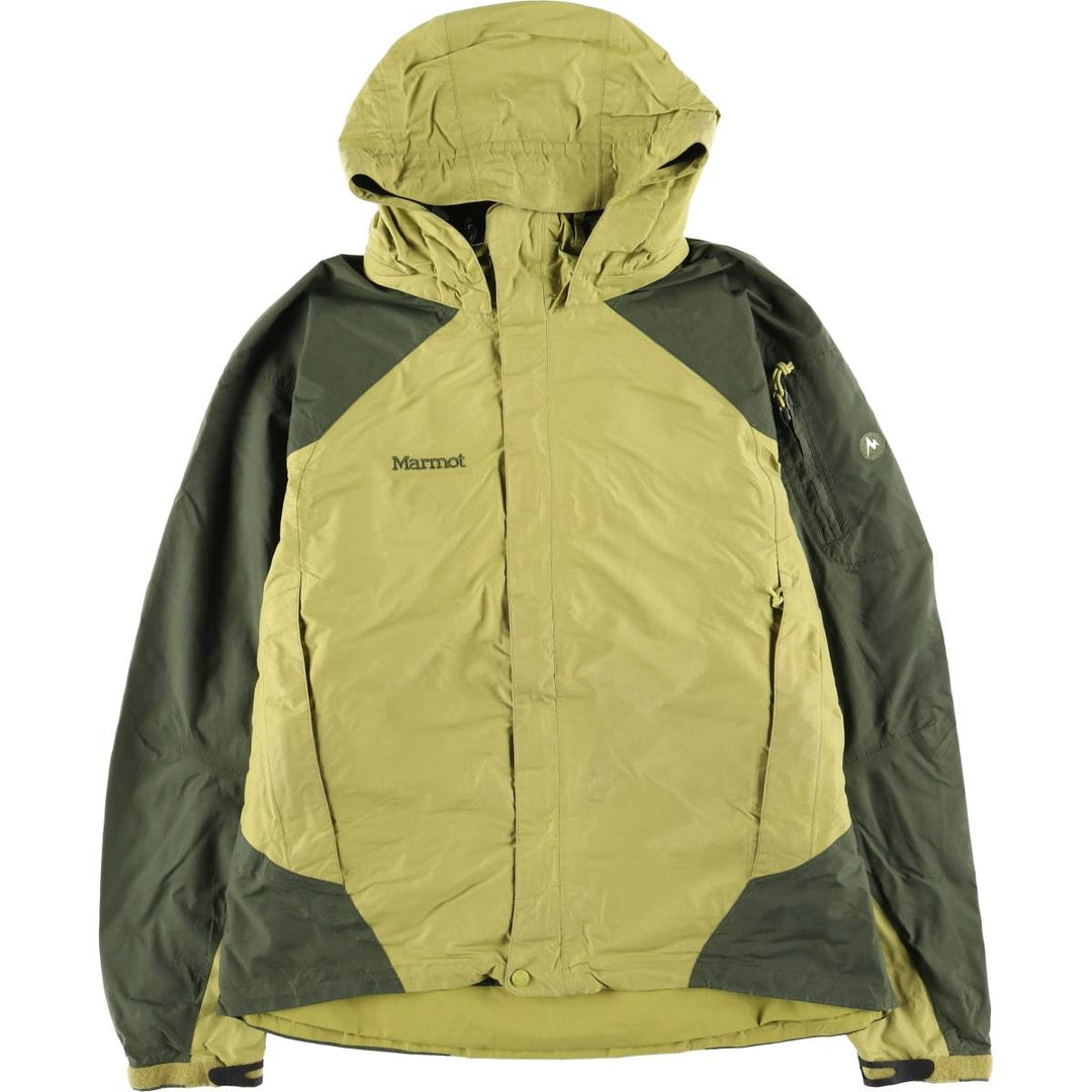 Marmot Mountain Parka Shell Jacket, Men's Size L Nylon green type yellow green Vintage Second Hand