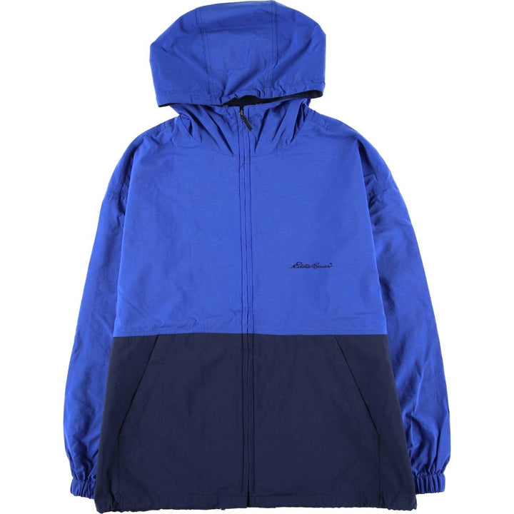 Vintage 80s-90'S Eddie Bauer two-tone nylon parka with black tag, size M, men's Nylon navy blue type Vintage Second Hand