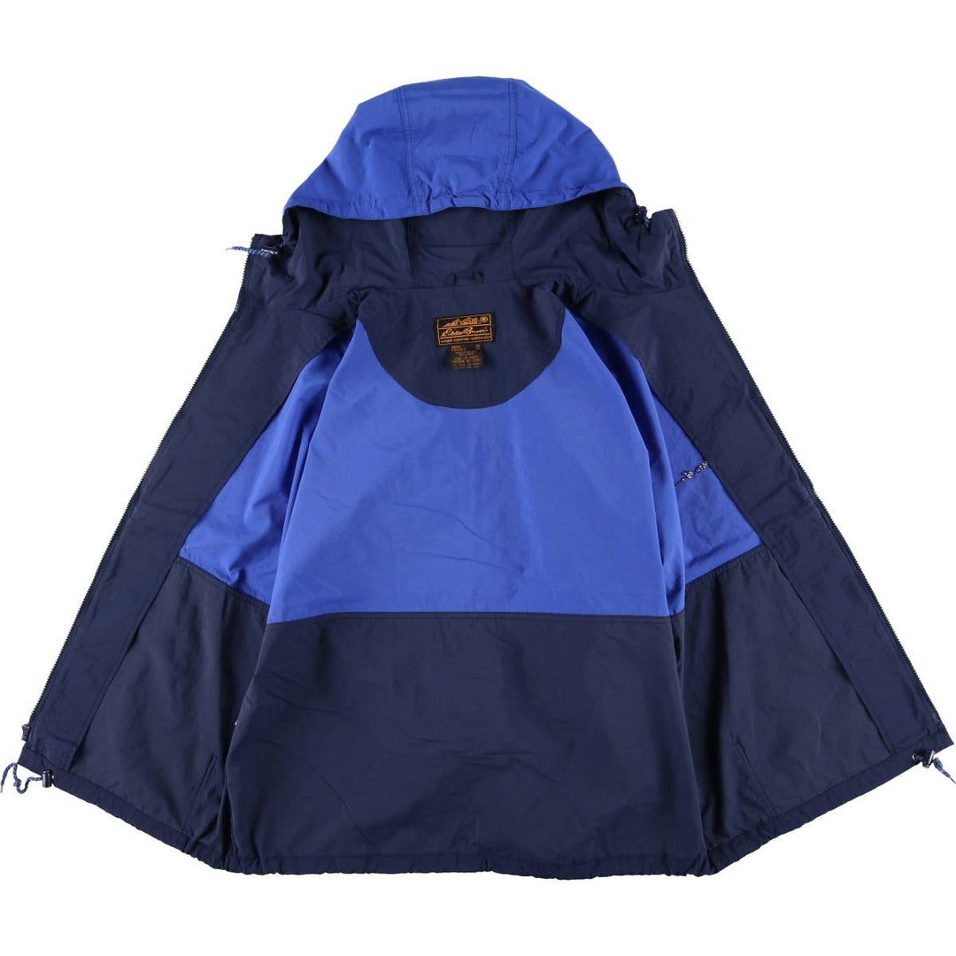 Vintage 80s-90'S Eddie Bauer two-tone nylon parka with black tag, size M, men's Nylon navy blue type Vintage Second Hand