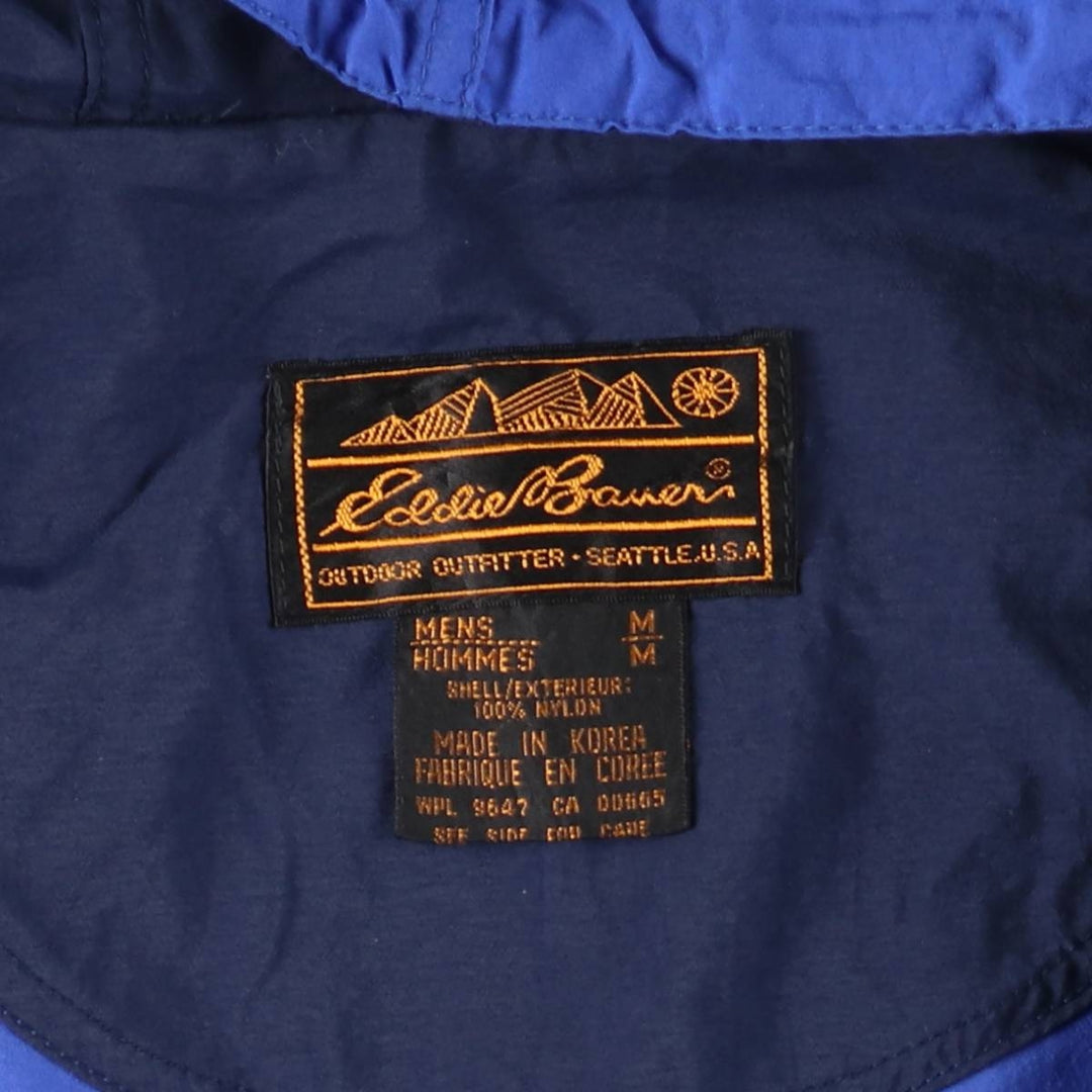 Vintage 80s-90'S Eddie Bauer two-tone nylon parka with black tag, size M, men's Nylon navy blue type Vintage Second Hand