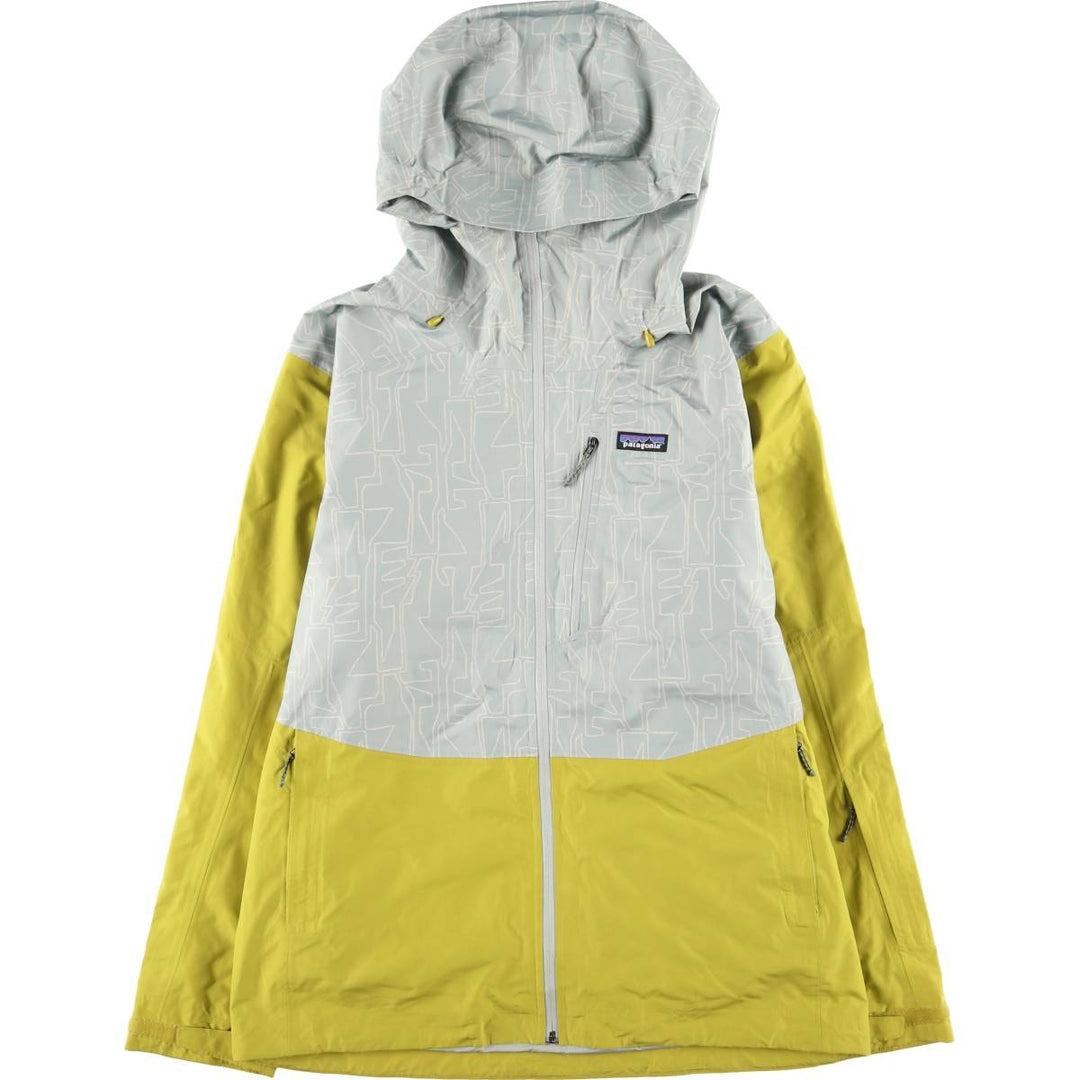 Patagonia Powder Town Jacket 31625FA23, all-over print, hooded windbreaker, men's size L recycled polyester gray type Vintage Second Hand
