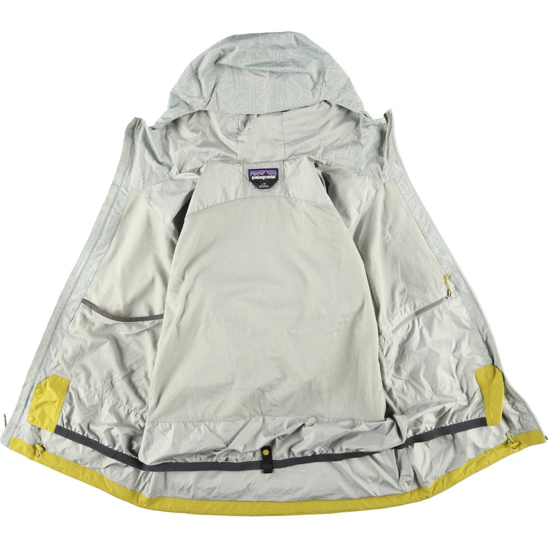 Patagonia Powder Town Jacket 31625FA23, all-over print, hooded windbreaker, men's size L recycled polyester gray type Vintage Second Hand